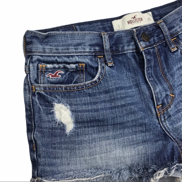 Hollister Denim Jean Stretch Cut Off Shorts - Picture 3 of 5